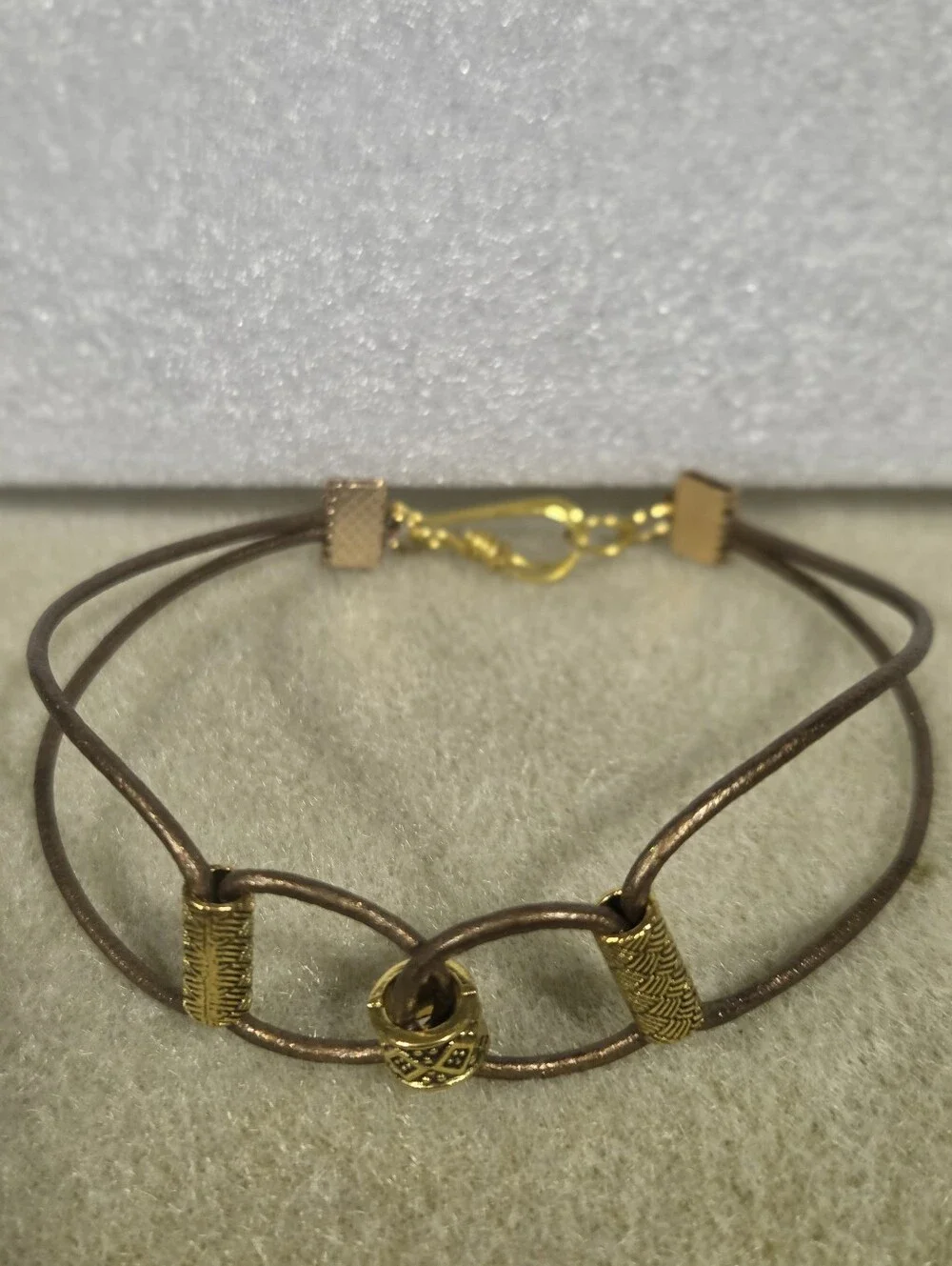 Handcrafted Women’s Brown Leather and Gold Accent Bracelet